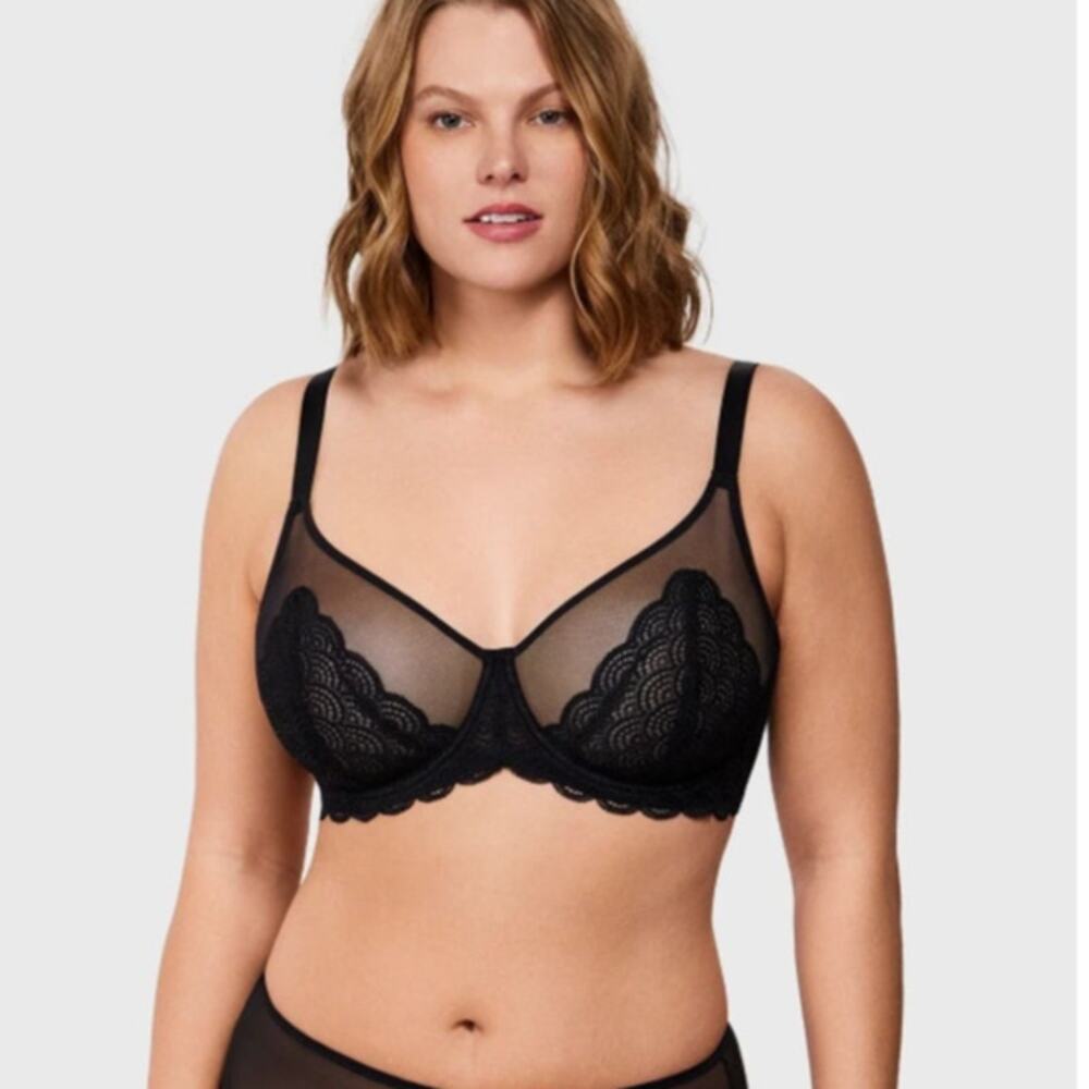 HSIA Mermaid Scales Lace Underwire Bra NWT Black 36D Minimizer